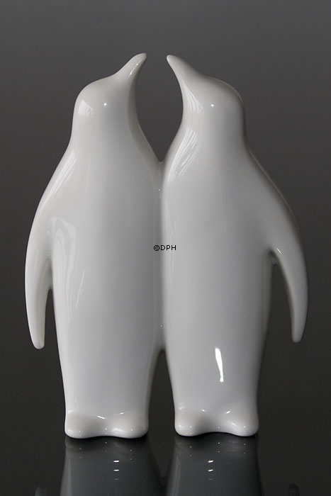 Paar Pinguine, Bing & Gröndahl Figur Nr. 4205, entworfen von Agnethe Jørgensen