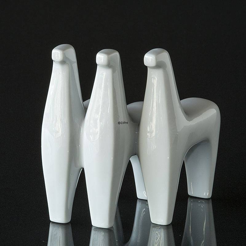 Drei Pferde, Bing & Gröndahl Figur Weiß Nr. 4207