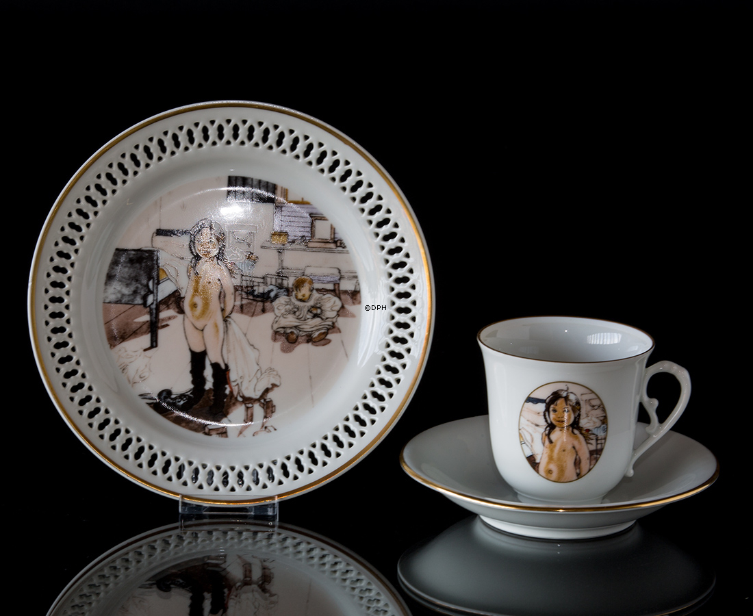 Carl Larsson Geschirr. Tasse und Untertasse, Motiv Nr. 4 Nr. 4504-305, Bing & Gröndahl