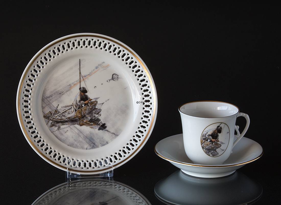 Carl Larsson Geschirr. Tasse und Untertasse, Motiv Nr. 7 Nr. 4507-305, Bing & Gröndahl