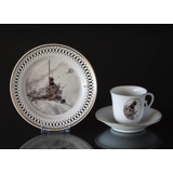 Carl Larsson Geschirr. Tasse und Untertasse, Motiv Nr. 7 Nr. 4507-305, Bing & Gröndahl