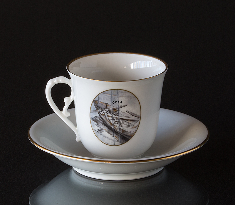 Carl Larsson Geschirr. Tasse und Untertasse, Motiv Nr. 7 Nr. 4507-305, Bing & Gröndahl