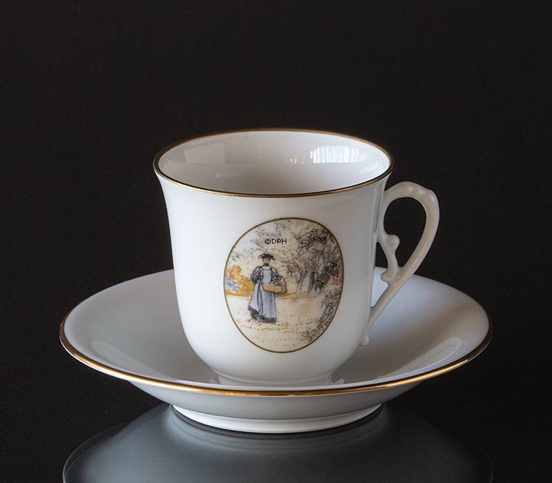 Carl Larsson Geschirr. Tasse und Untertasse, Motiv Nr. 8 Nr. 4508-305, Bing & Gröndahl