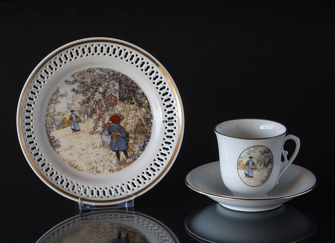 Carl Larsson Geschirr. Tasse und Untertasse, Motiv Nr. 8 Nr. 4508-305, Bing & Gröndahl