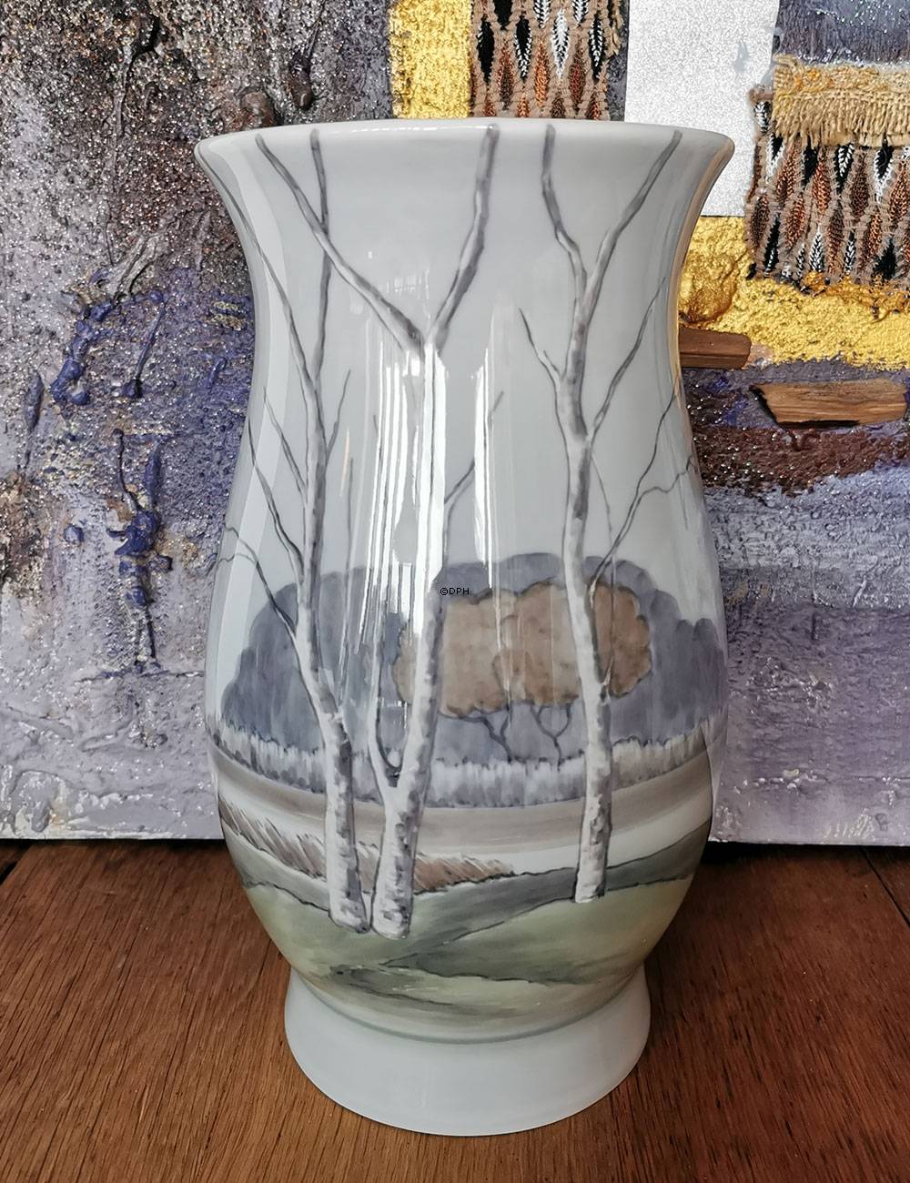 Vase mit Birkenbäumen, Bing & Gröndahl Nr. 545-5440