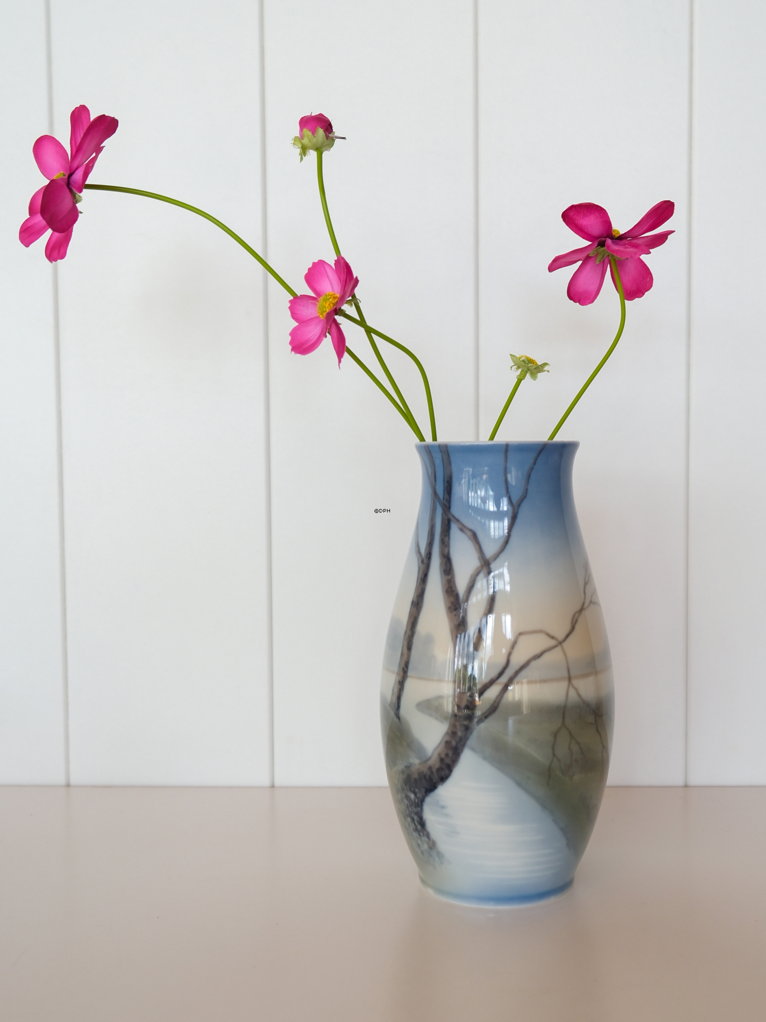 Vase mit Landschaft, Bäume am Bachlauf, Bing & Gröndahl Nr. 601-5249