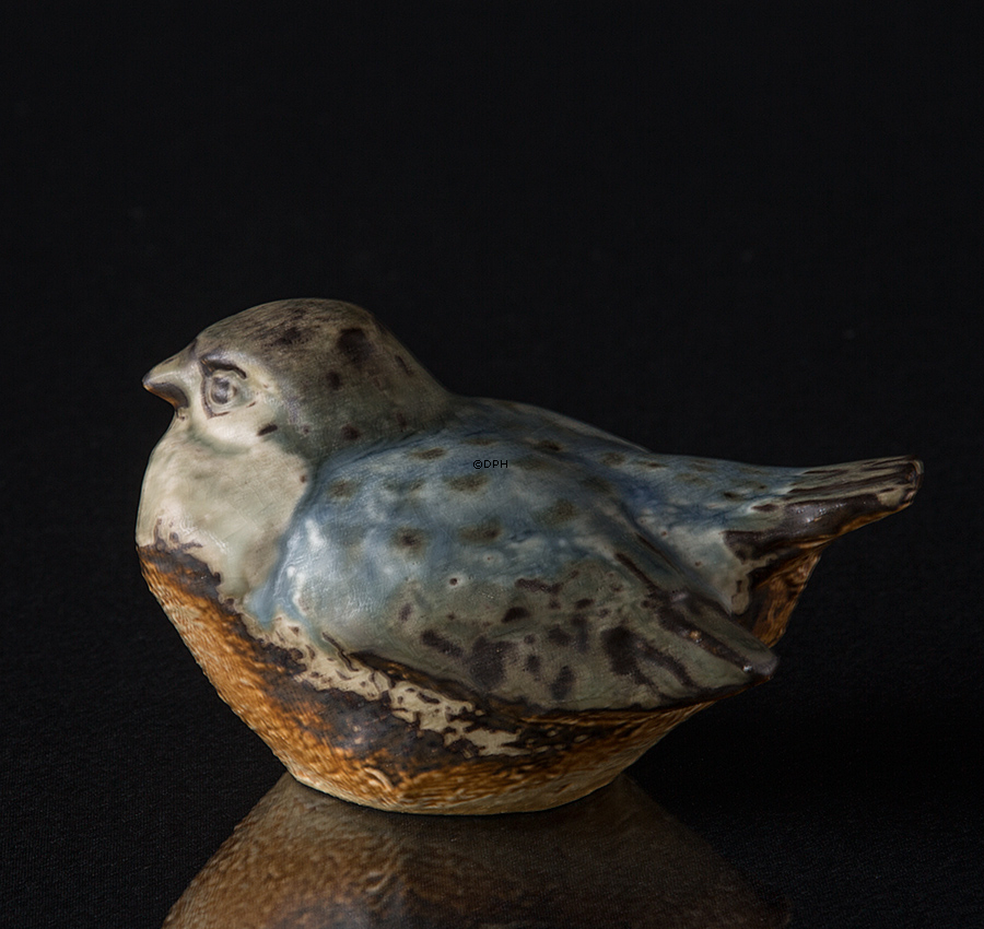 Vogel liegend, Bing & Gröndahl Steingut Figur Nr. 7013