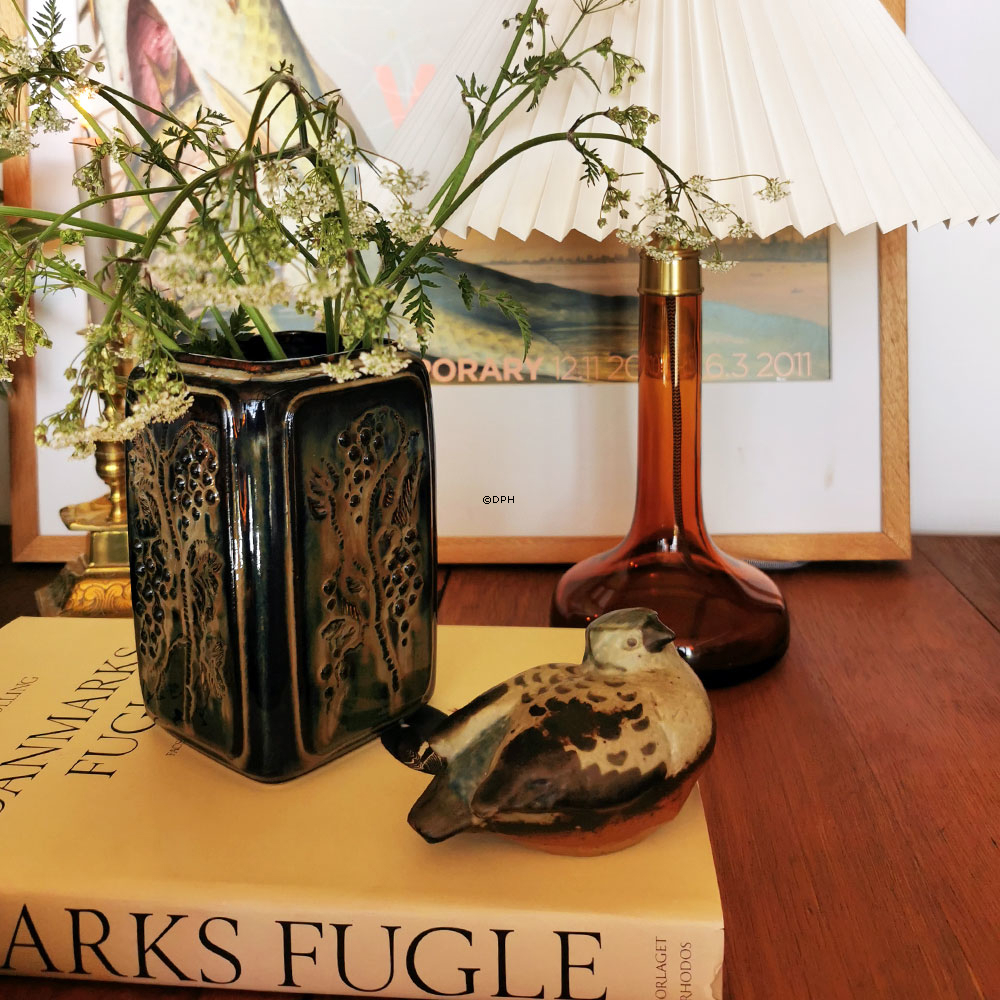 Steingut Vogel schaut zur Seite Figur, Bing & Gröndahl Nr. 7014