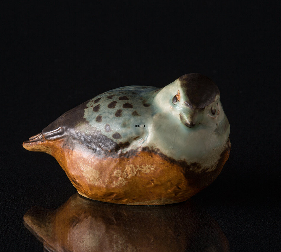 Steingut Vogel schaut zur Seite Figur, Bing & Gröndahl Nr. 7015