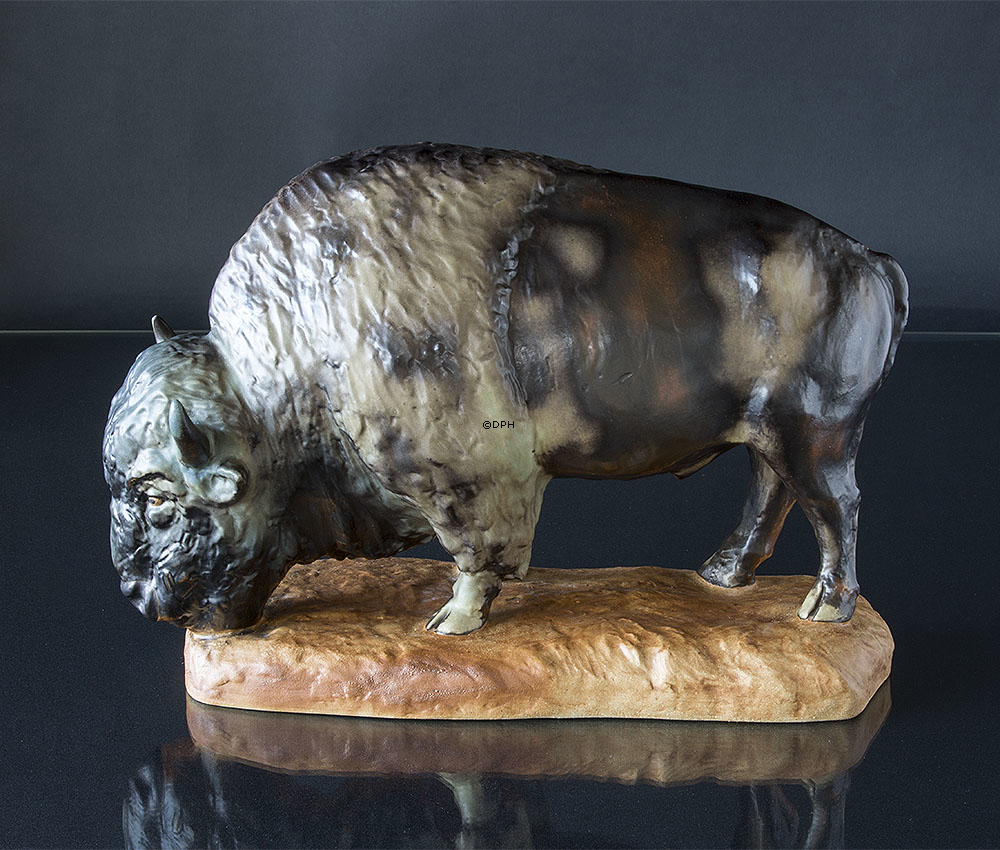 Bison oder Büffel Stier, Bing & Gröndahl Figur (Selten) Nr. 7054