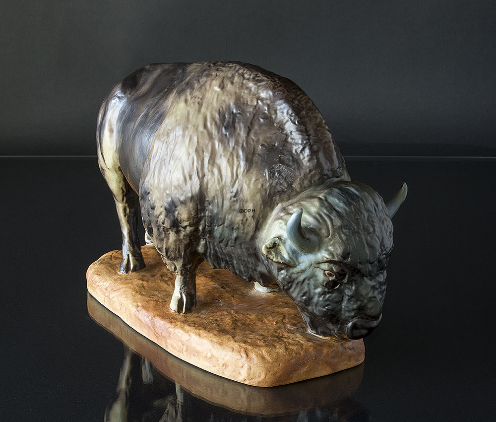 Bison oder Büffel Stier, Bing & Gröndahl Figur (Selten) Nr. 7054