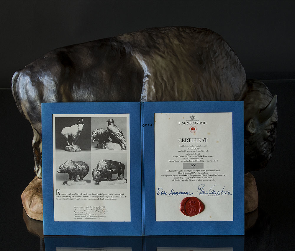 Bison oder Büffel Stier, Bing & Gröndahl Figur (Selten) Nr. 7054