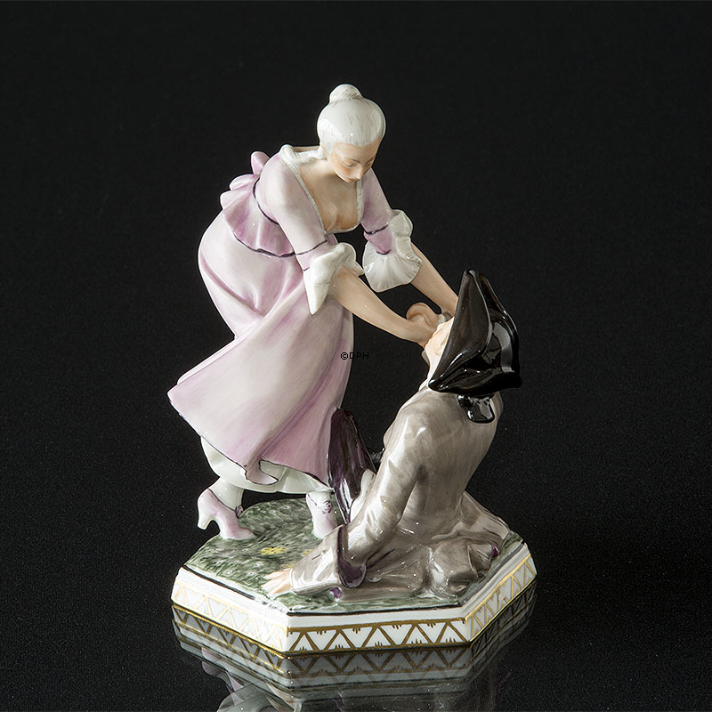 Tanzender Paar fallen, Bing & Gröndahl Überglasurfigur Nr. 8041