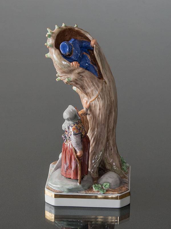 Das Feuerzeug Der Soldat und die Hexe am hohlen Baum, Bing & Gröndahl Überglasurfigur Nr. 8051