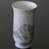 Vase mit Landschaft mit Birken und einem Häuschen, Bing & Gröndahl