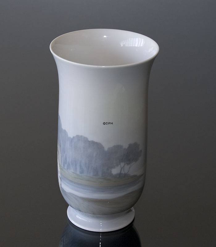 Vase mit Landschaft mit Birken und einem Häuschen, Bing & Gröndahl Nr. 8775-504