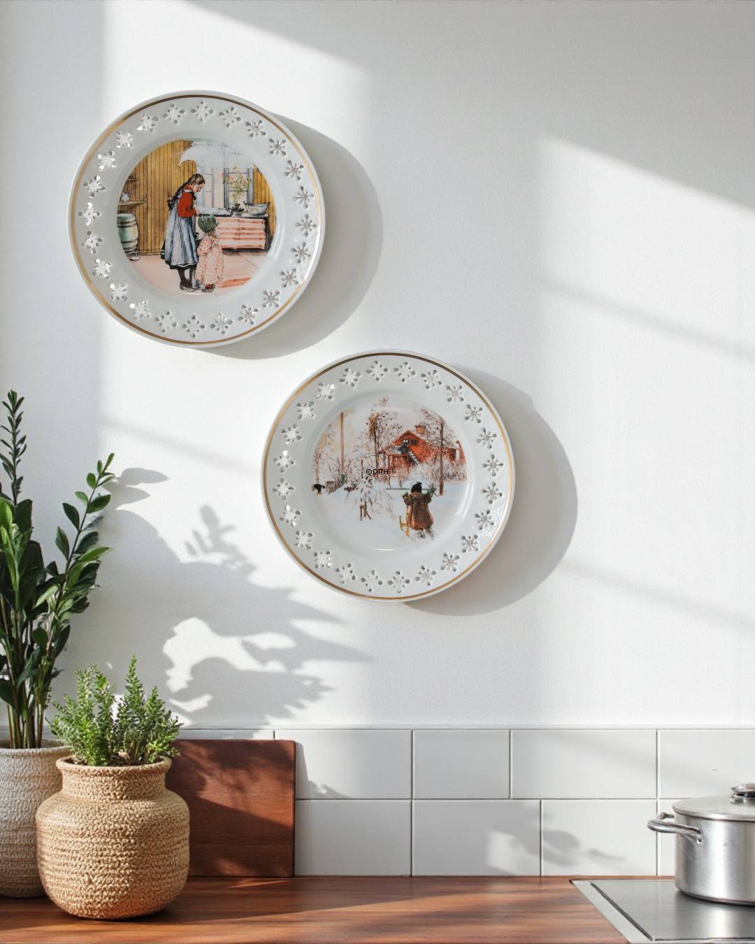 Der Hof und das Waschhaus. Carl Larsson, Serie Nr.. 1, Teller Nr.. 3, Bing & Gröndahl