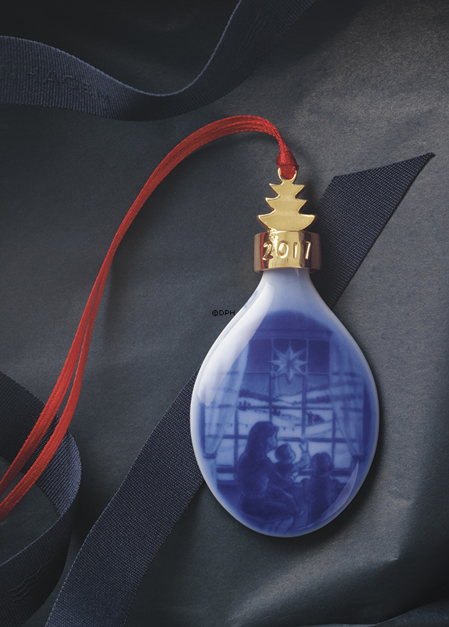 2017 Bing & Gröndahl Christbaumschmuck, Weihnachtstropfen, Warten auf Papa