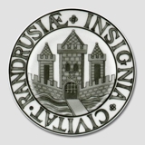 Stadtwappenteller, RANDRUSIÆ INSIGNIA CIVITAT, Bing & Gröndahl