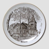 Holsted Kirche Teller, Zeichnung in braun, Bing & Gröndahl