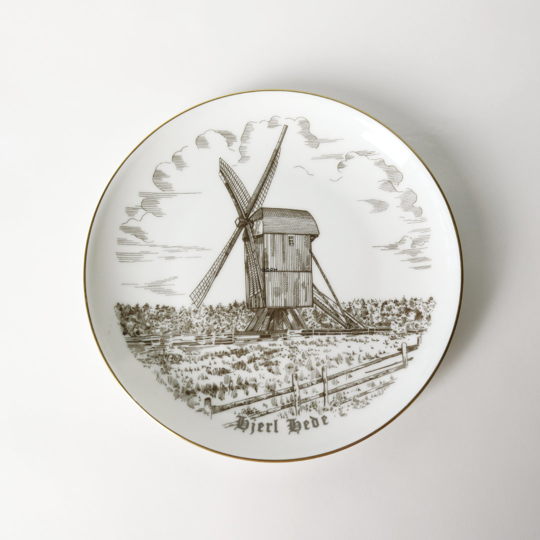 Bing & Gröndahl Teller, Hjerl Hede, Zeichnung in Braun
