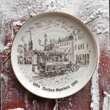 Bing & Gröndahl Teller, Aarhus Straßenbahnen, Zeichnung in braun
