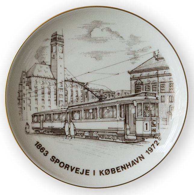 Bing & Gröndahl Kopenhagen Straßenbahnen, Tram, Zeichnung in Braun, 1863-1972