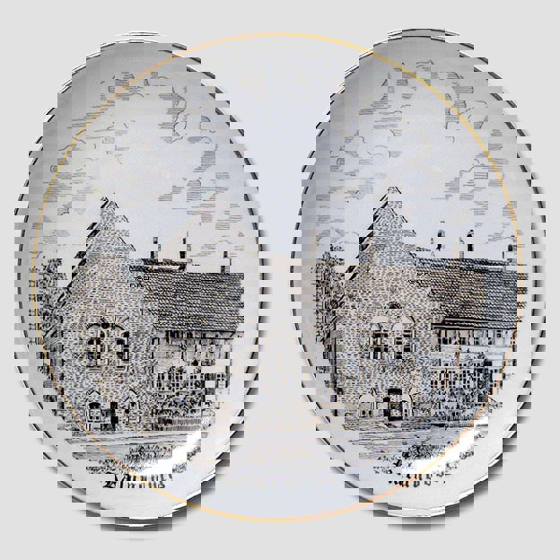 Bing & Gröndahl Teller, Kalundborg, Zeichnung in Braun