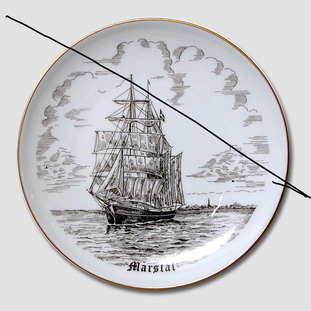 Bing & Gröndahl Teller, Marstal, Zeichnung in Braun