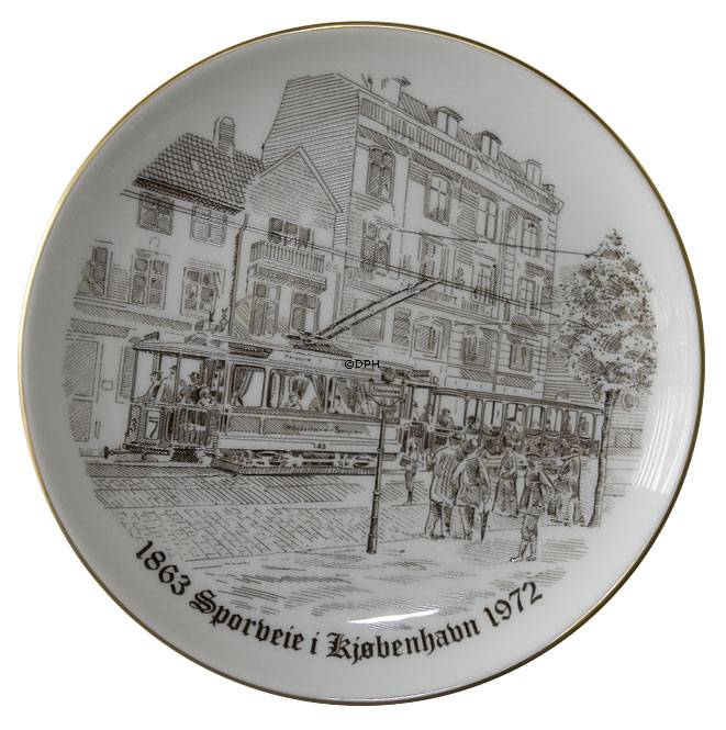 Bing & Gröndahl Kopenhagen Straßenbahnen, Tram, Zeichnung in Braun, 1863-1972