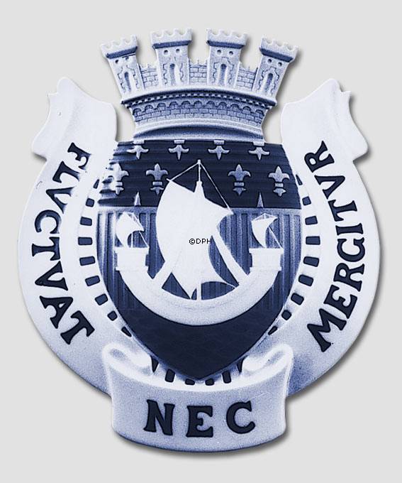 Gedenkteller FLVCTVAT NEC MERGITVR, Das Stadtwappen und Motto von Paris, Bing & Gröndahl