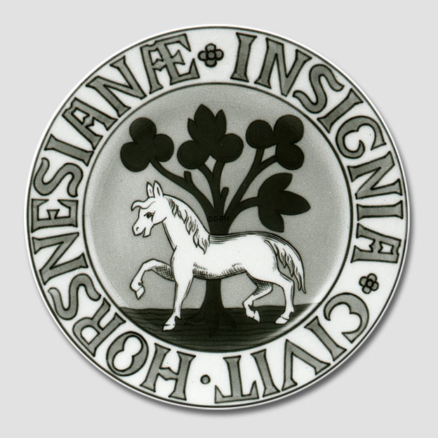 Stadtwappenteller, HORSNESIANÆ INSIGNIA CIVIT, Bing & Gröndahl