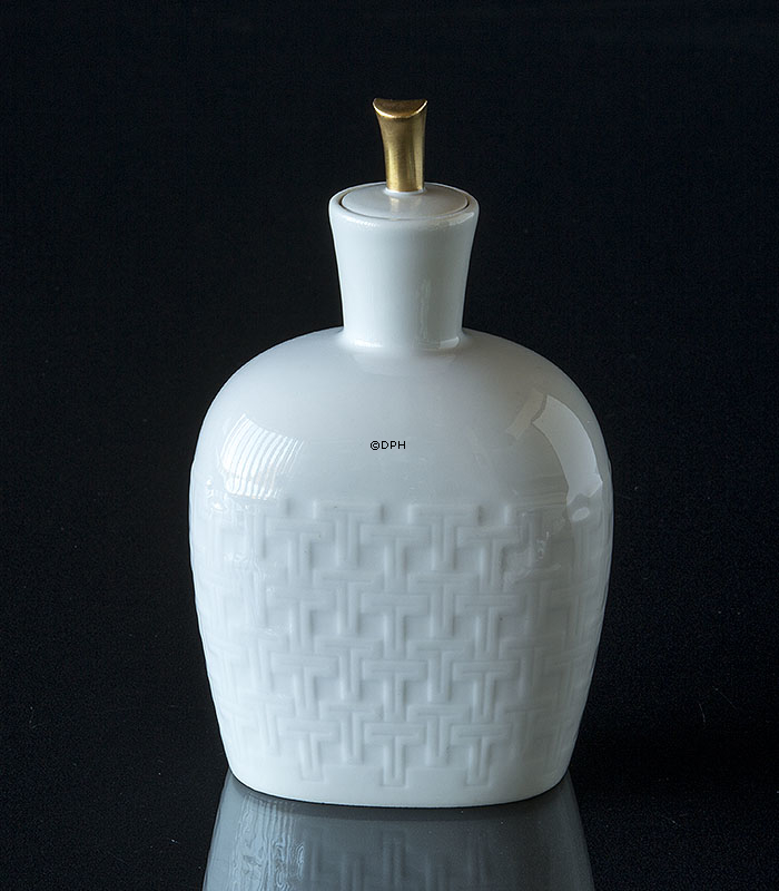 Weißer Bing & Grøndahl Krug mit Deckel und Muster