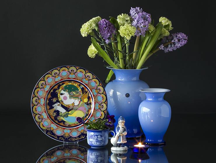 Holmegaard Amfora Vase blau Opal, Medium