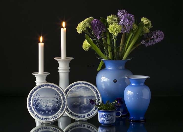 Holmegaard Amfora Vase blau Opal, stor