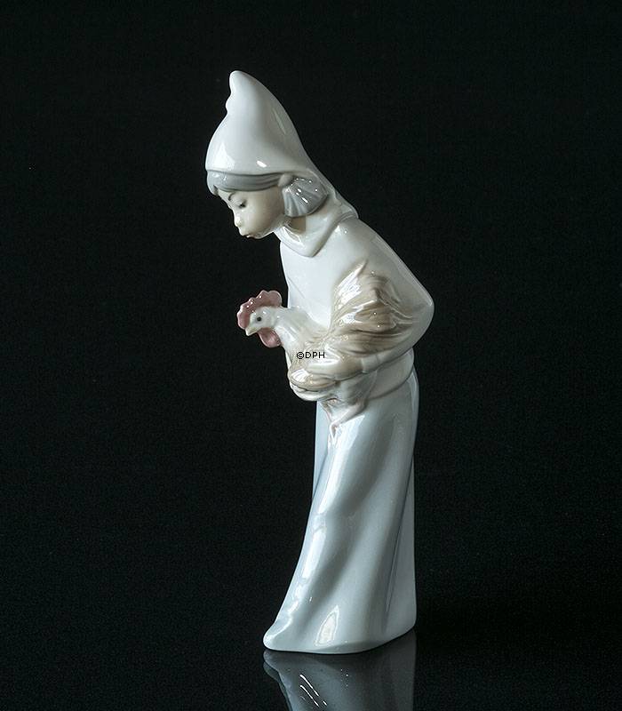 Lladro Figur Mädchen mit Hahn, 20 cm