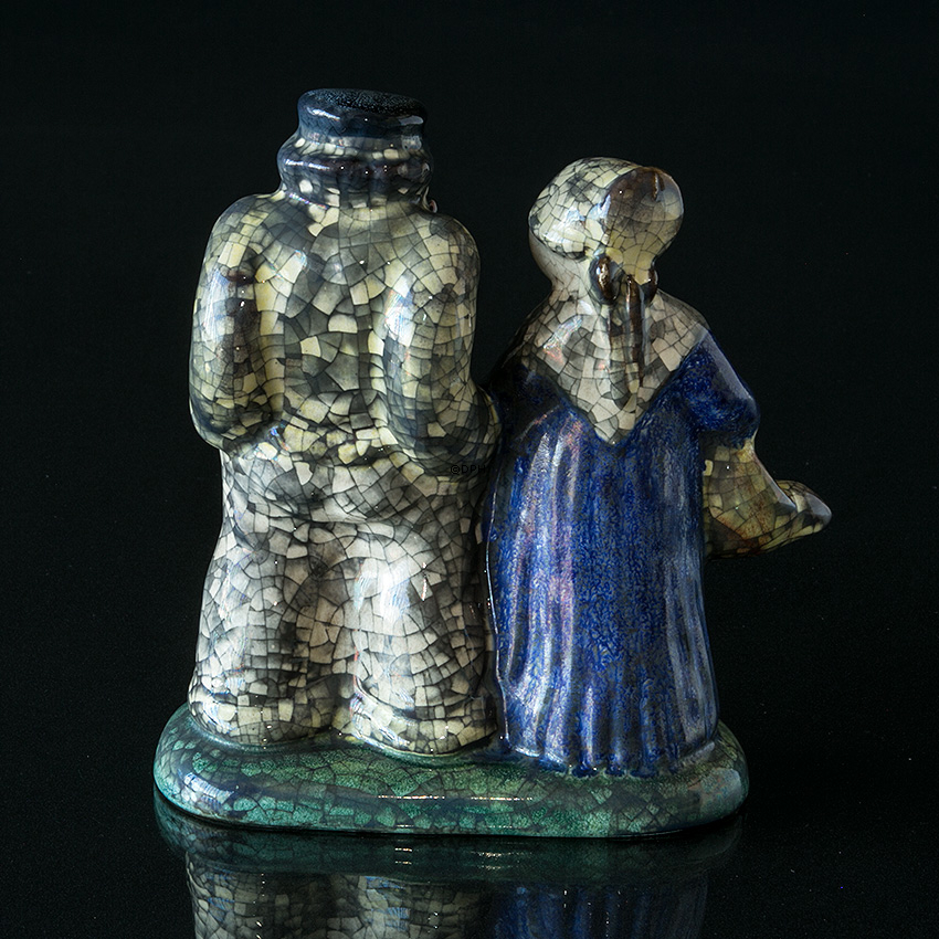 Figur von Fischer und Frau, Keramik, Michael Andersen & Sohn