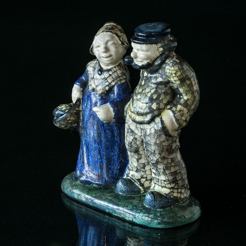 Figur von Fischer und Frau, Keramik, Michael Andersen & Sohn