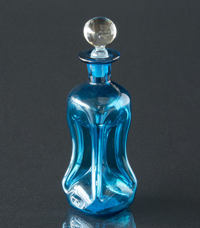 Holmegaard Blaue Glug-Flasche mit Pfropfen, Glas