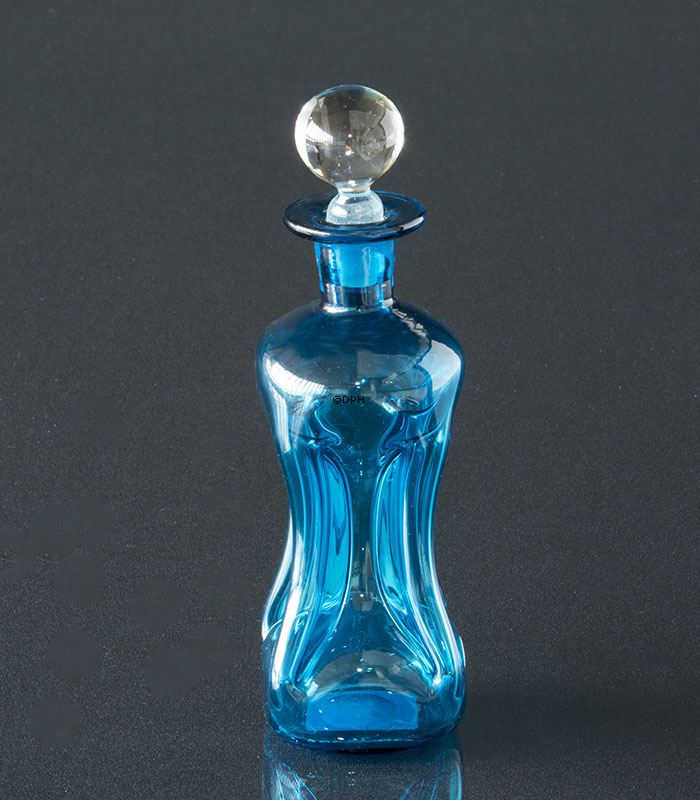 Holmegaard Blaue Glug-Flasche mit Pfropfen, Glas