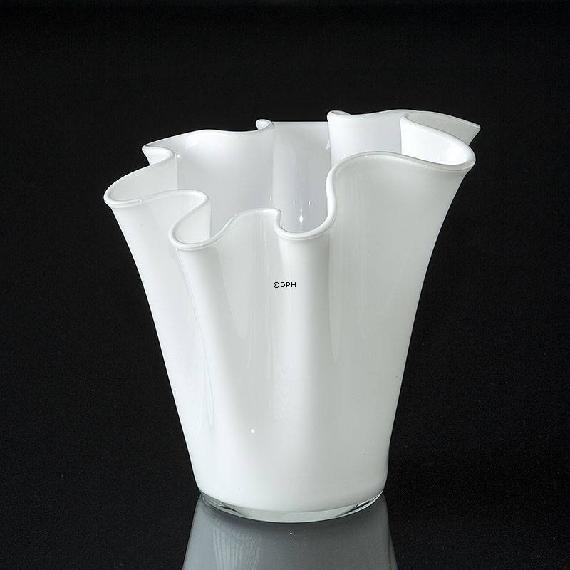 Holmegaard Vase mit Falten/Wellen, Opal