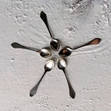 Silber 5 Teelöffel mit Gravur auf der Rückseite