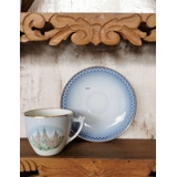 Dänemark Geschirr Tasse (Schloss Rosenborg), Bing & Gröndahl (Tasse Ø 7,5 cm - Untertasse Ø 14 cm)