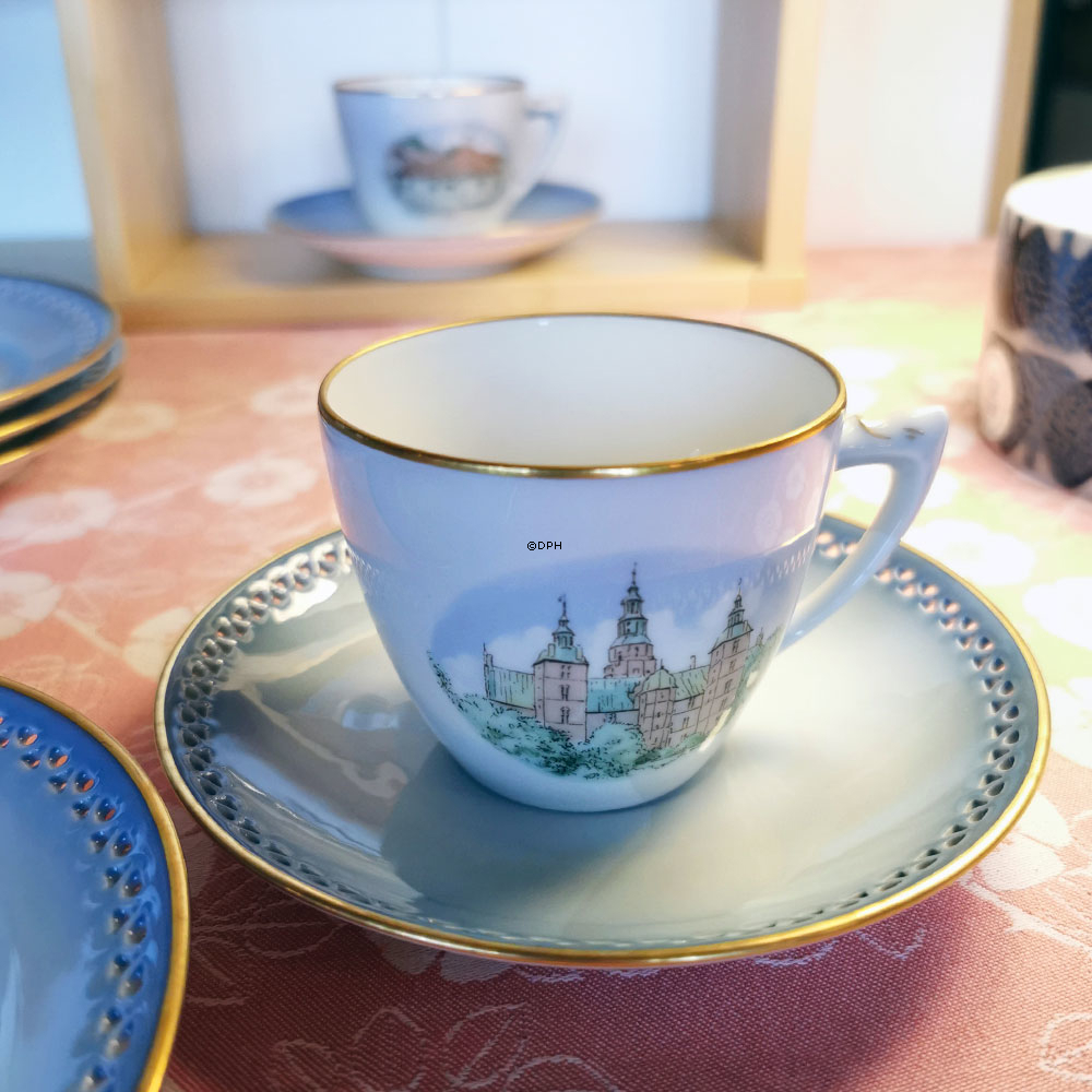 Dänemark Geschirr Tasse (Schloss Rosenborg), Bing & Gröndahl (Tasse Ø 7,5 cm - Untertasse Ø 14 cm)