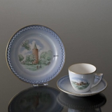 Dänemark Geschirr Tasse (Hammershus) und Teller (Gåsetårnet), Bing & Gröndahl