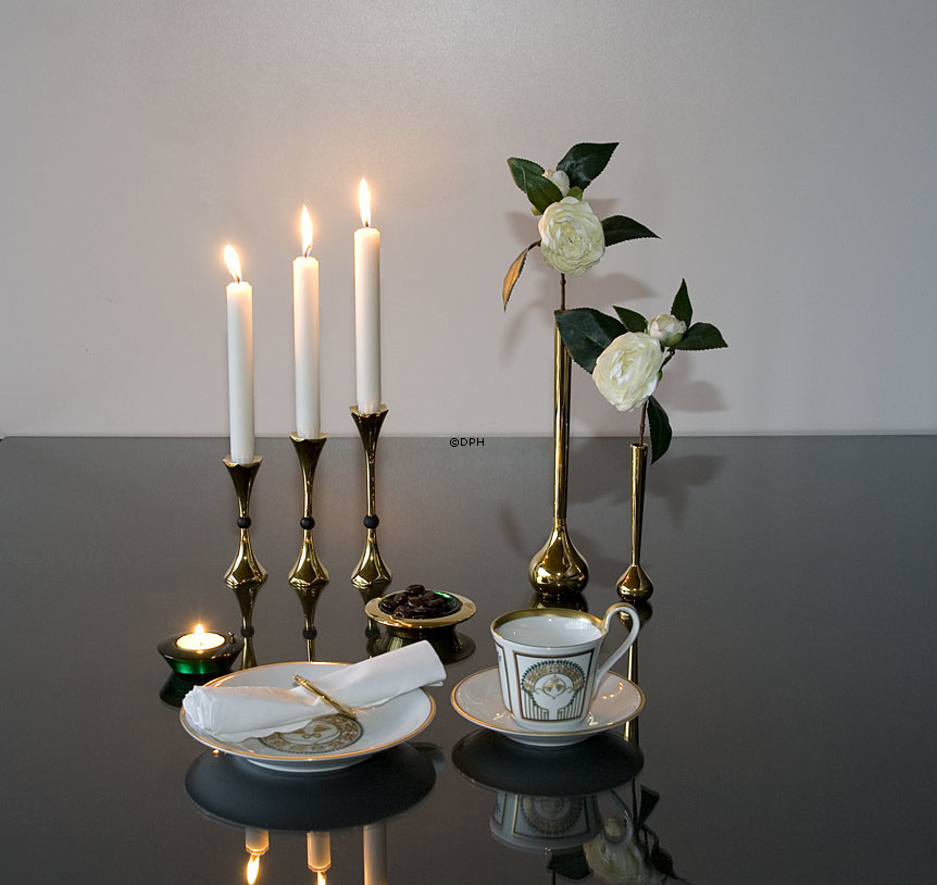 Asmussen Hamlet Design Hexa Leuchter, Gold mit schwarzer Kugel, groß