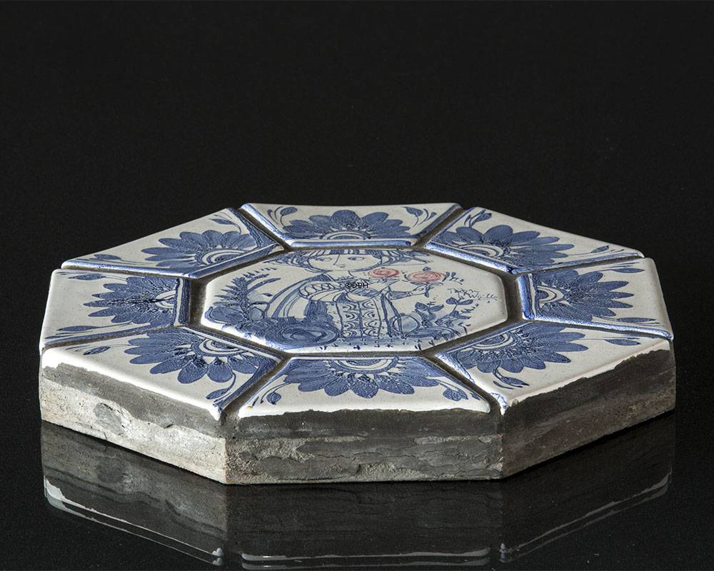 Wiinblad Fliesebild in Blau, Weiß und Rot