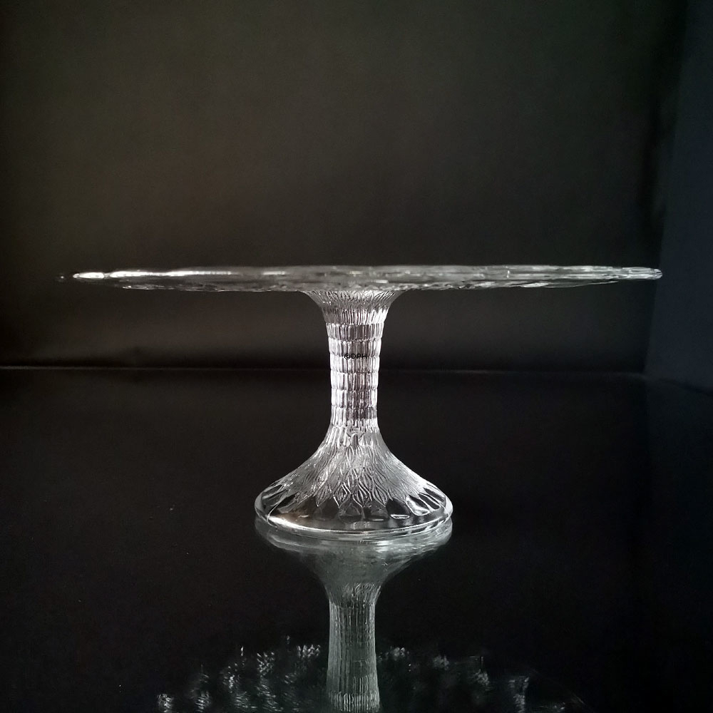 Tortenplatte auf Fuß, Kristallglas mit Gravuren