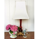 Retro Lampe aus Glas und Messing, rot