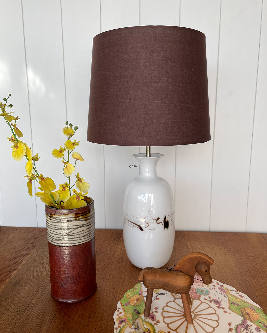 Keramikvase, braun mit Muster